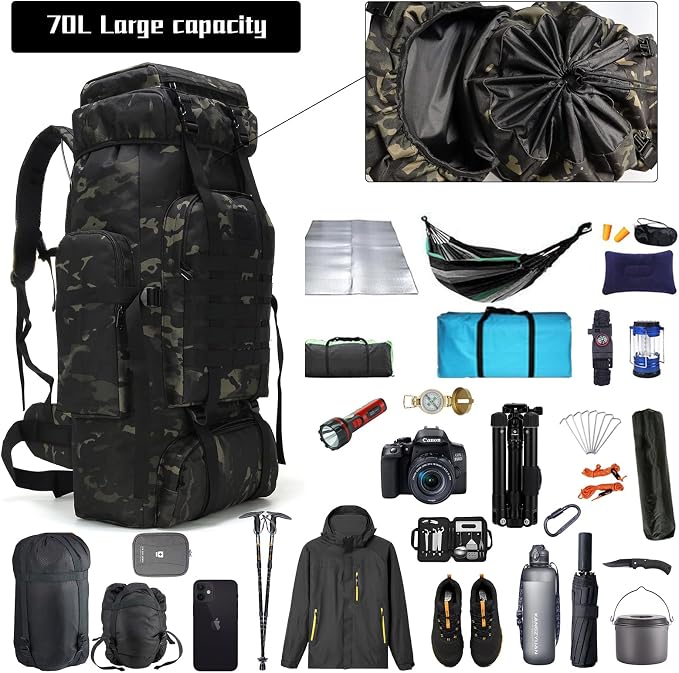 Hiking Backpack for Men 70L/100L Camping Backpack Military Rucksack Molle 3 - Image 3