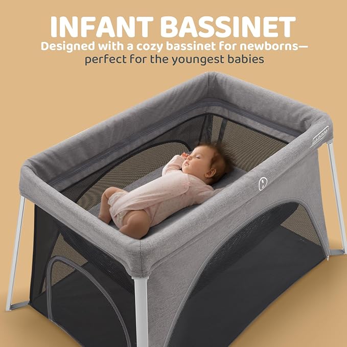 HARPPA Travel Crib with Comfy Mattress, Lightweight Portable Crib Requires No - Image 5