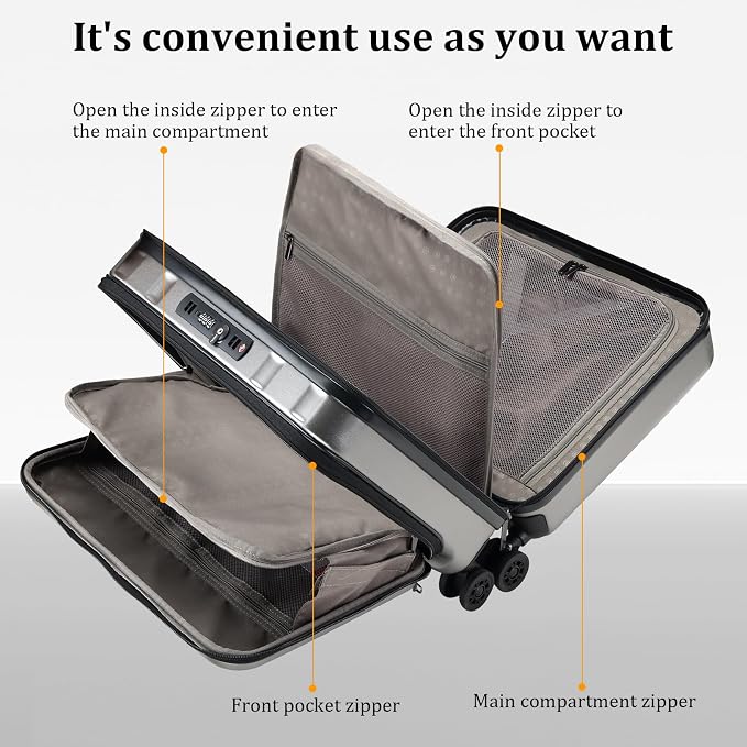 16 Inch Carry On Luggage with 2 Compartments - Image 5