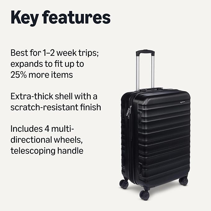 Amazon Basics 26" Hardside Medium Checked Luggage, Hardshell Suitcase - Image 2