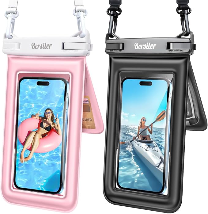 [Floatable 2 Pack Floating Waterproof Phone Pouch Case Up to 8.5", IPX8 by BERSILER