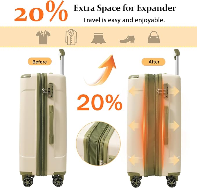 Merax Luggage Set 3 Piece Hardshell Suitcases - Image 4
