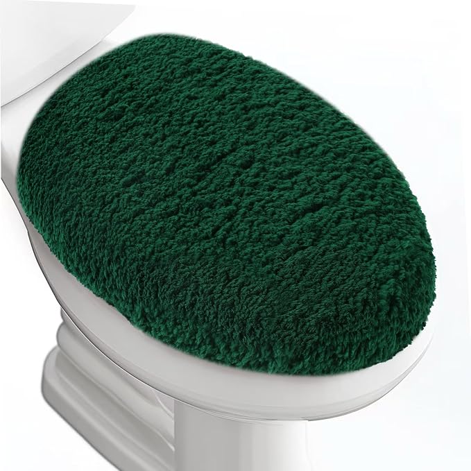 Microfiber Elongated Toilet Seat Cover 19.5"x 15" Machine Washable Solid Toilet by Baahrnom