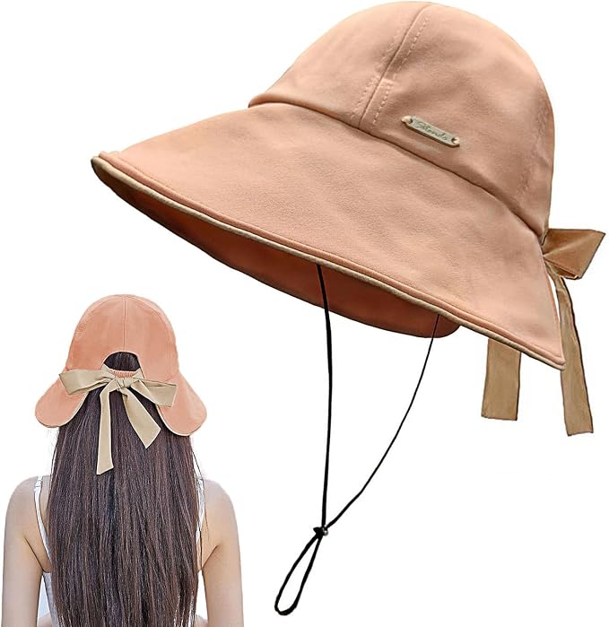 Wide Brim Hats for Woman Foldable Hats Sun Hats for Women uv Protection Bowknot by Unknown