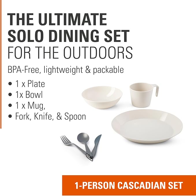 GSI Outdoors Cascadian 1 Person Table Set I 6-Piece Camping, Backpacking Mess - Image 2