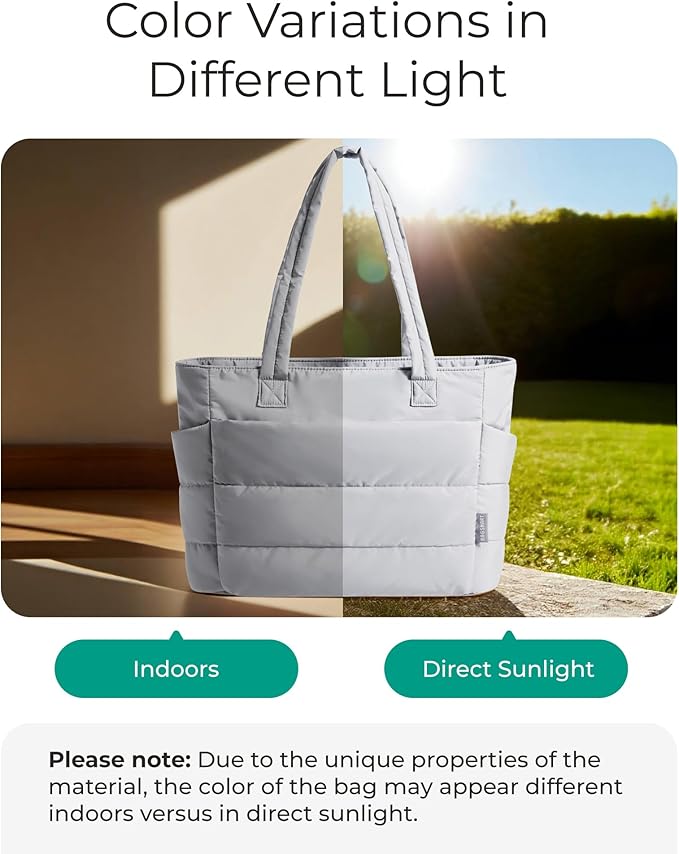 BAGSMART Tote Bag for Women, Lightweight Puffy Tote Bag - Image 3