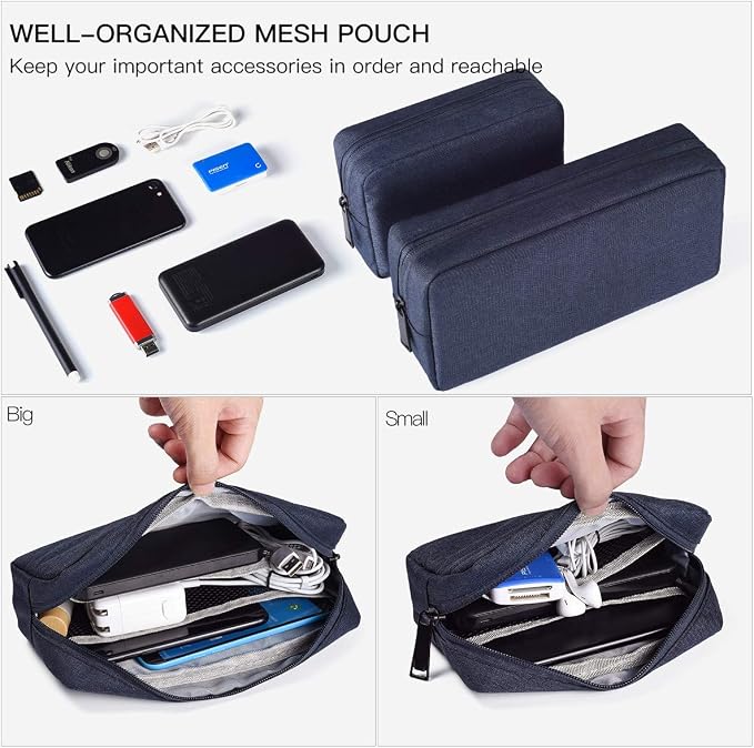 2-Pack Portable Storage Pouch Bag, Universal Electronics Accessories Case Cable - Image 3