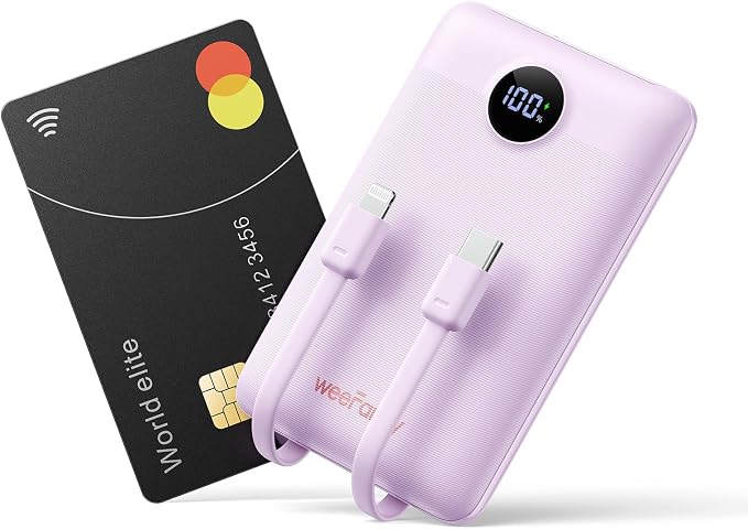 Mini Portable Charger with Built-in Cables 22.5W Fast Charging Power Bank USB-C by WeeFancy