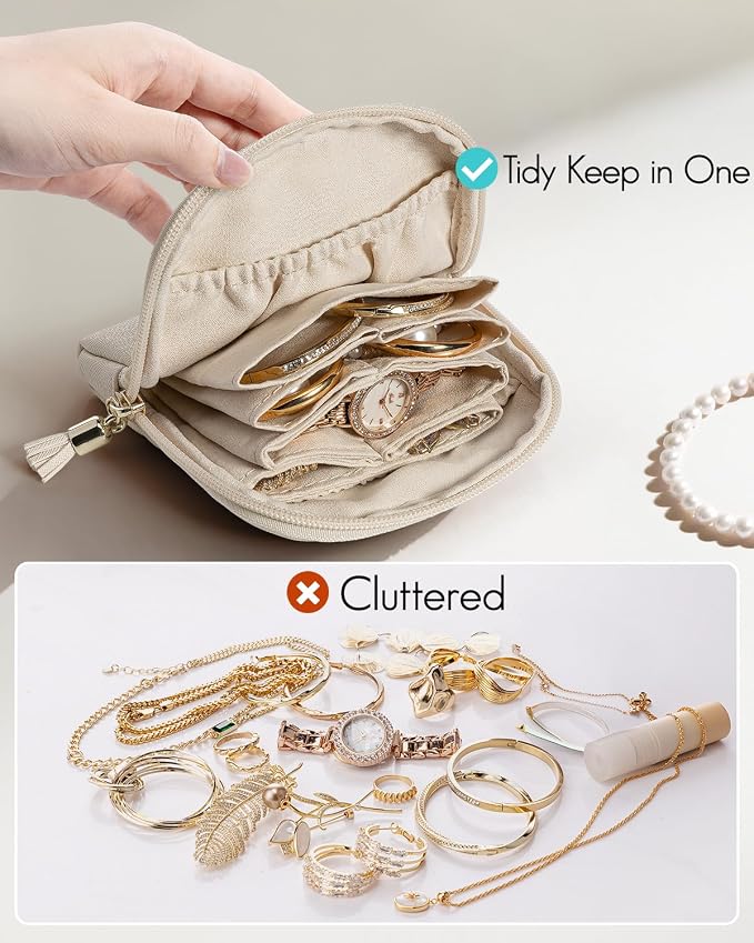 Vlando Mini Jewelry Travel Case, Jewelry Pouch Bags - Image 6