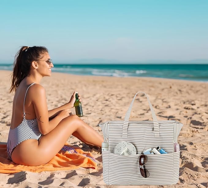 LEDAOU Beach Bag Waterproof Sandproof Women Tote Bag Pool Bag - Image 6