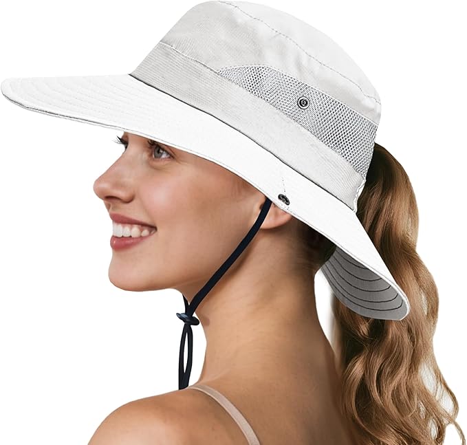 NPQQUAN Ponytail Sun Bucket Hats by NPQQUAN
