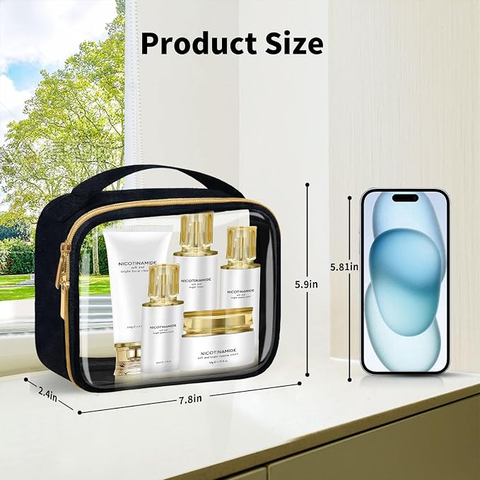 TSA Approved Travel Toiletry Bag, 2 Pack Clear Makeup Bags - Image 3