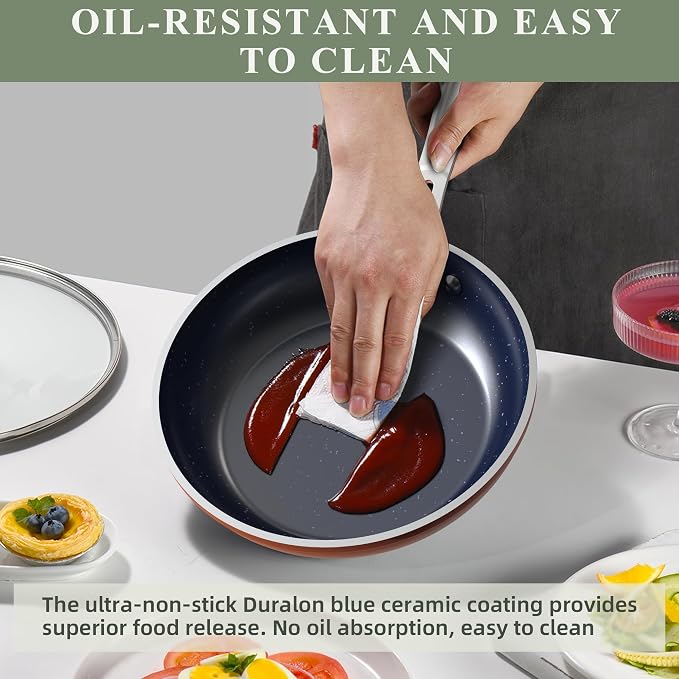Nuwave 7pc Cookware Set Healthy Duralon Blue Ceramic Nonstick Coated, Diamond - Image 8