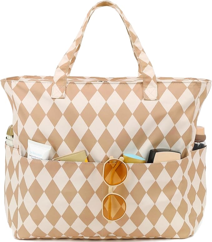 LEDAOU Large Beach Tote Bag Women Waterproof Sandproof Zipper Beach Tote Bag by LEDAOU