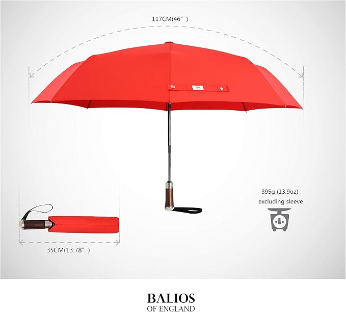 Balios Travel Umbrella Luxurious Golden Hardwood Handle Auto Open & Close - Image 4