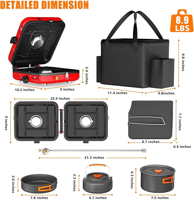 Portable 2 Burner Camping Stove Set - Image 3