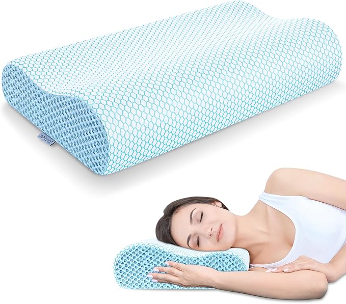 Anvo Memory Foam Pillow, Neck Contour Cervical Orthopedic Bed Pillow by AnvoHome