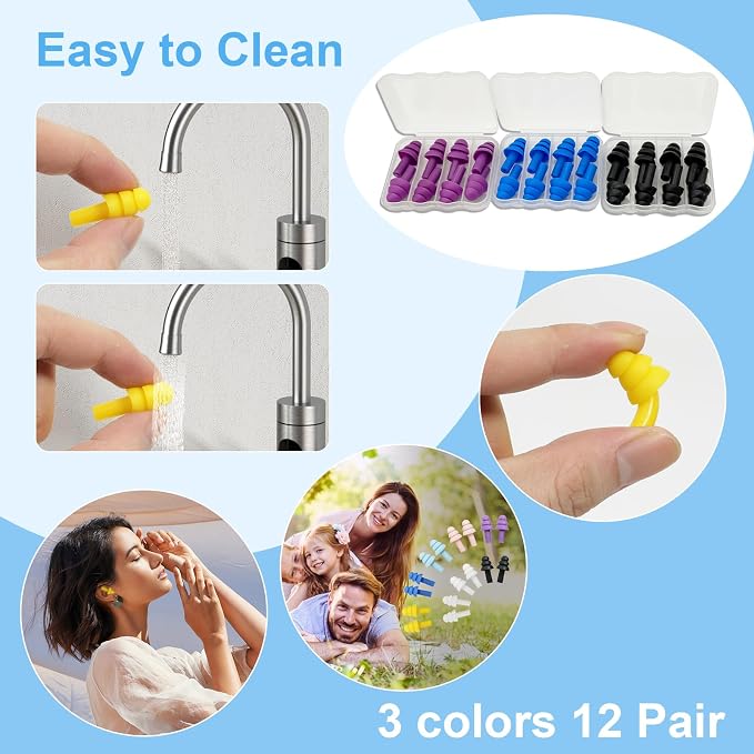 Ear Plugs for Sleeping, 12 Pair Earplugs Noise Canceling Soft Silicone Ear Plug - Image 5