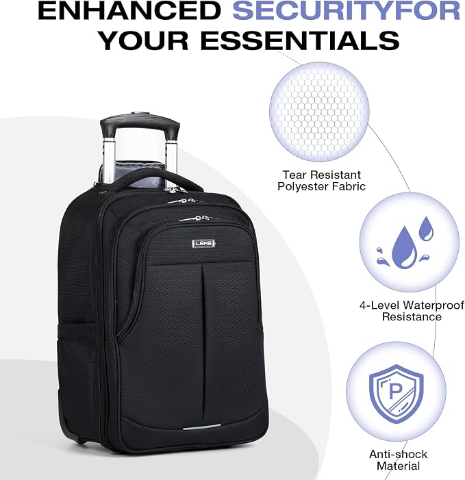 Rolling Backpack for Adults, 18 Inch Waterproof Carry-on Back pack - Image 3