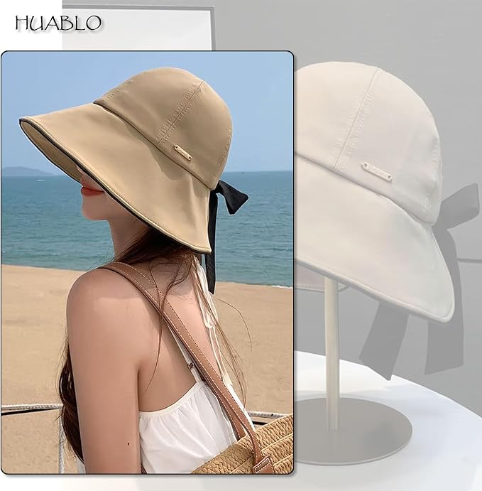 Wide Brim Hats for Woman Foldable Hats Sun Hats for Women uv Protection Bowknot - Image 5