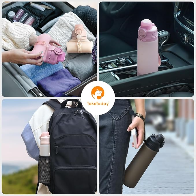 TakeToday Collapsible Water Bottles 20oz, Leak Proof, Foldable Silicone Travel - Image 8