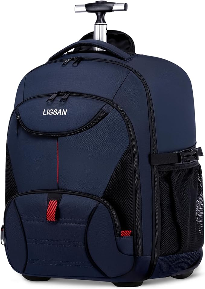 Rolling Backpack for Adults, 17inch Laptop Travel Backpack by LIGSAN