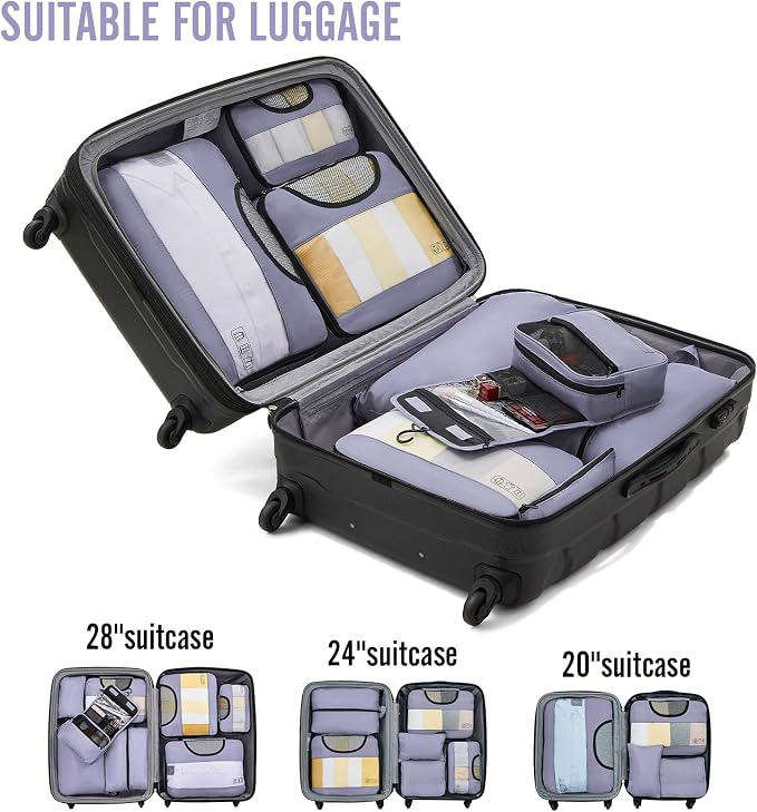 Veken 8 Set Packing Cubes for Travel Essentials, Suitcase Organizer Bags in 4 - Image 6
