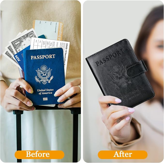 TIGARI Passport Holder for Travel Women Men, PU Leather Waterproof RFID - Image 7