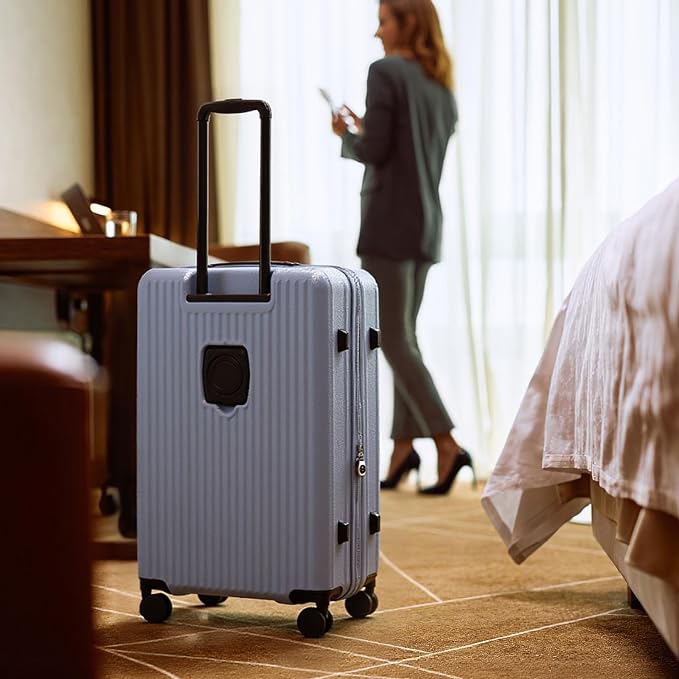 24 Inch Top Opening Checked Travel Luggage Expandable - Image 8