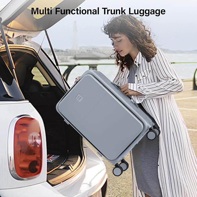 Hanke 24 Inch Luggage with Cup Holder and Charge, Top Opening Hard Shell - Image 10