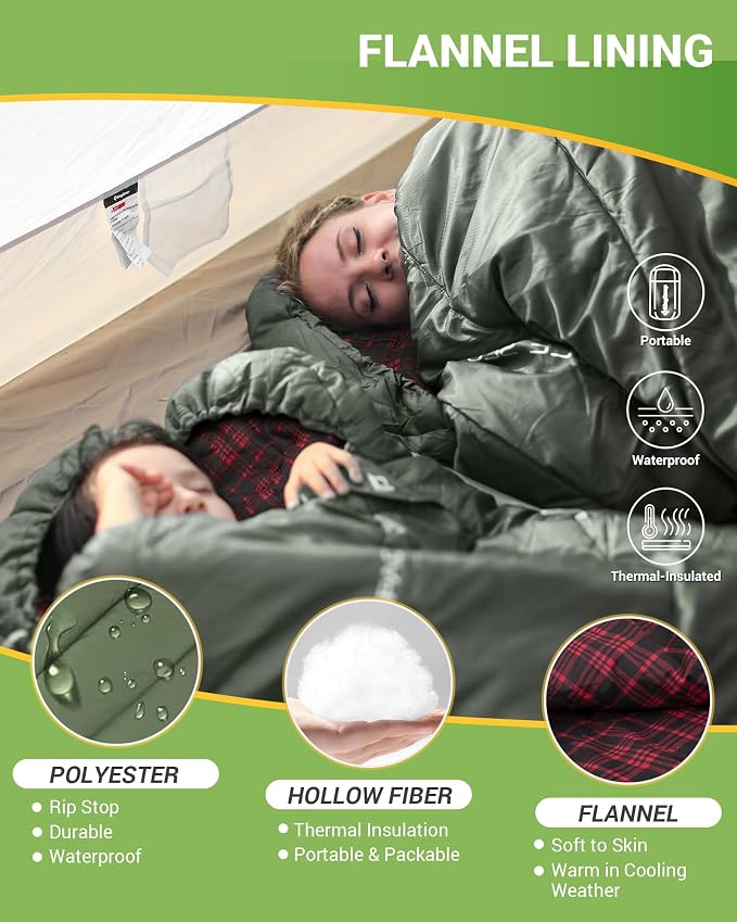KingCamp Sleeping Bag for Adults, Cold Weather & Warm Extra Wide Big & Tall XL - Image 3