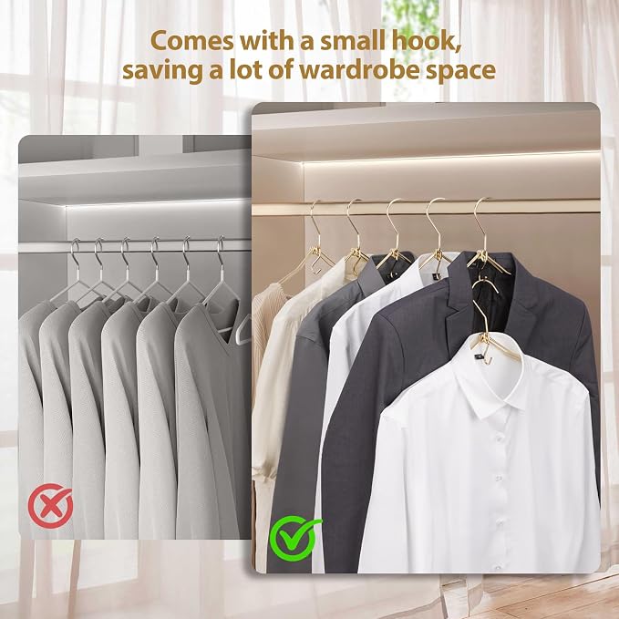 VWV 10P Gold Hanger, 15.35 Inch Fashion Metal Folding Clothes Hanger, - Image 5