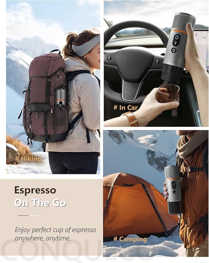 CONQUECO Portable Espresso Coffee Machine: 12V Electric Small Travel Expresso - Image 5