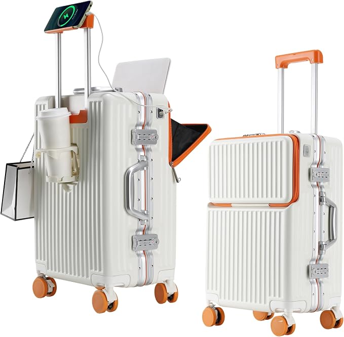 2-Piece Hardshell Zipperless Luggage Set, 20/26" Aluminum Frame Hardshell by cycyCarry