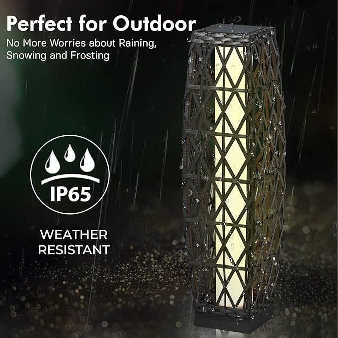 Grand patio Outdoor Solar Powered Wicker Floor Lamp Outdoor Weather-Resistant - Image 4