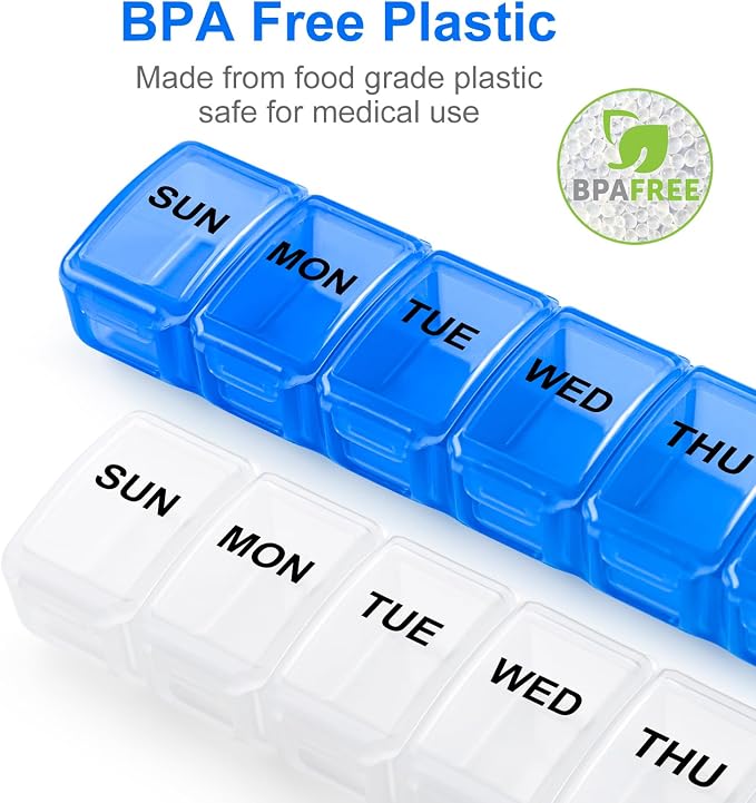 Small Pill Organizer 2 Times a Day, 2 Pack 7 Day Pill Box 1 Time a Day - Image 3