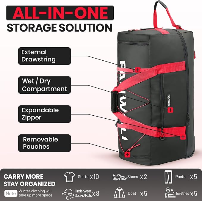 Fanwoli 30'' Rolling Duffel Bag - Image 5
