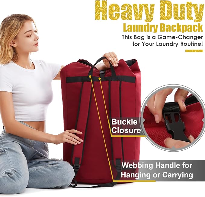 Extra Large Laundry Bag 115L, College Dorm Room essentials, Laundry Backpack Bag - Image 5