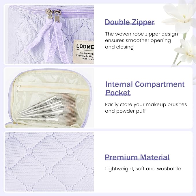 Makeup Bag 3 PCS Cosmetic Bags for Women, Large Travel Make up Bag Set Cute - Image 5