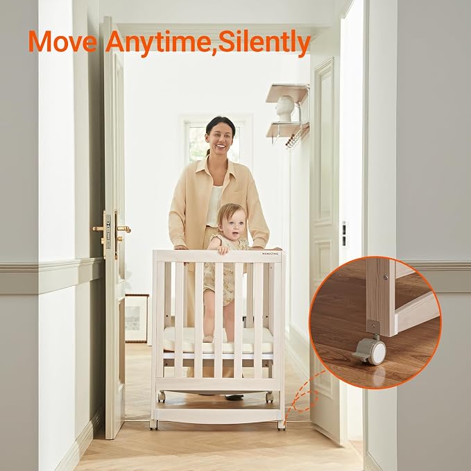 EvoNest Baby Crib, 6 in 1 Convertible Mini Crib - Image 8