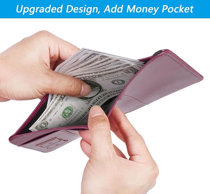 Airtag Passport Holder Cover Wallet Travel Essentials RFID Blocking Leather - Image 4