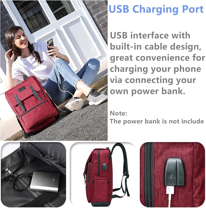 HFSX Vintage Backpack Anti Theft Laptop Backpack Men Women Business Travel - Image 2
