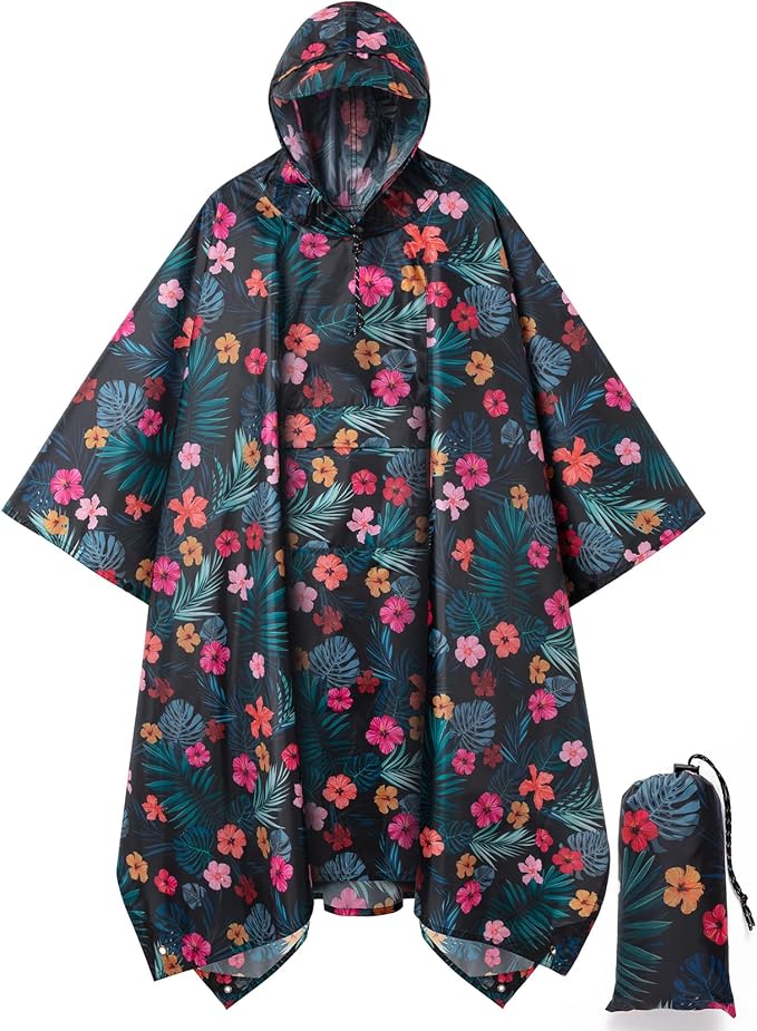 salamra Hooded Rain Poncho Waterproof Raincoat Jacket by salamra