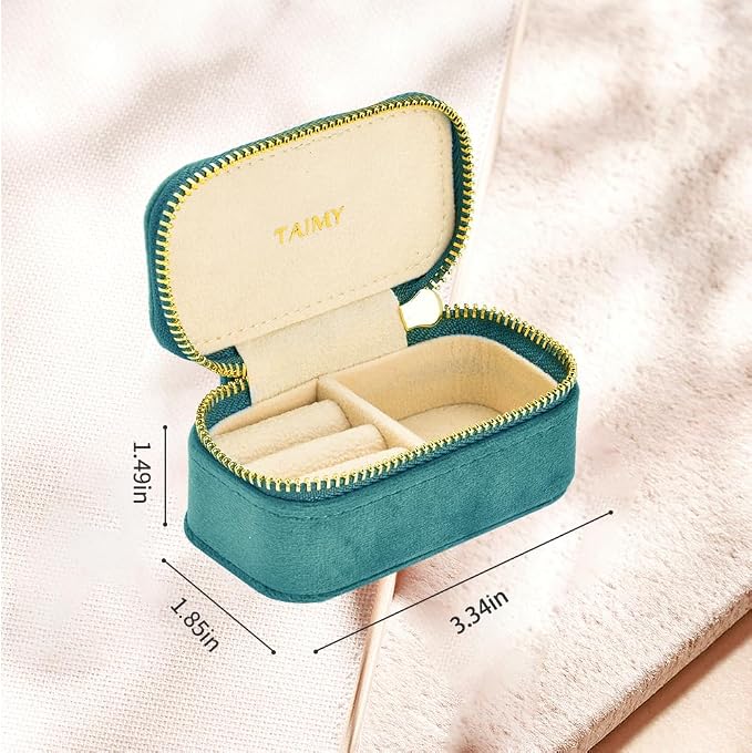Small Travel Jewelry Case, Mini Tiny Plush Velvet Jewelry Box - Image 3