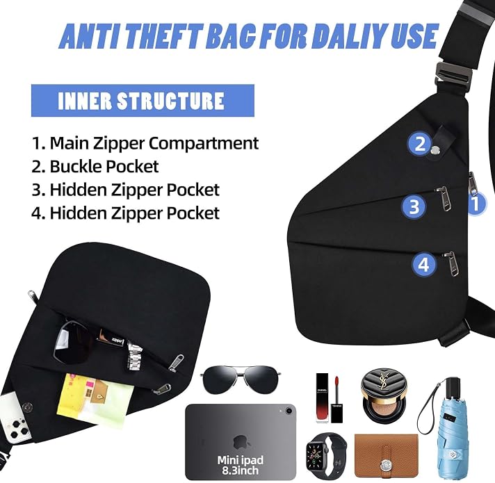 Anti Theft Crossbody Bag, Anti Theft Travel Bag - Image 5