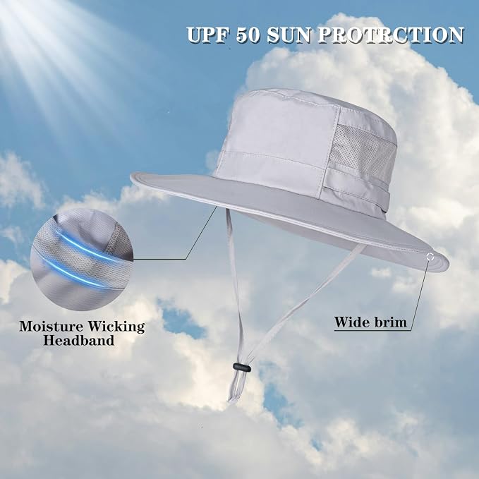 Sun Hat for Men/Women, UPF 50+ Fishing Hat, Waterproof Wide Brim Bucket Hat - Image 2