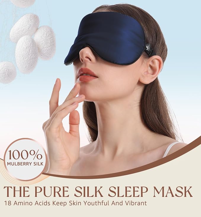 HiRui Silk Sleep Mask, 100% Natural Mulberry Silk of Double-Sided & - Image 3