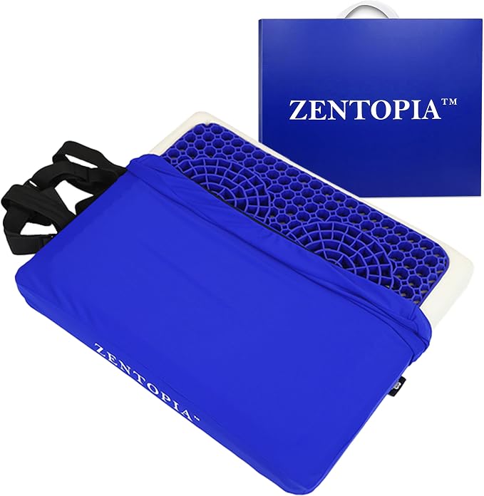 Gel and Memory Foam Seat Cushion – Office – Ergonomic Cushion Pad by ZENTOPIA
