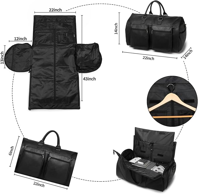seyfocnia Convertible Travel Garment Bag, Carry on Garment Duffel Bag - Image 2