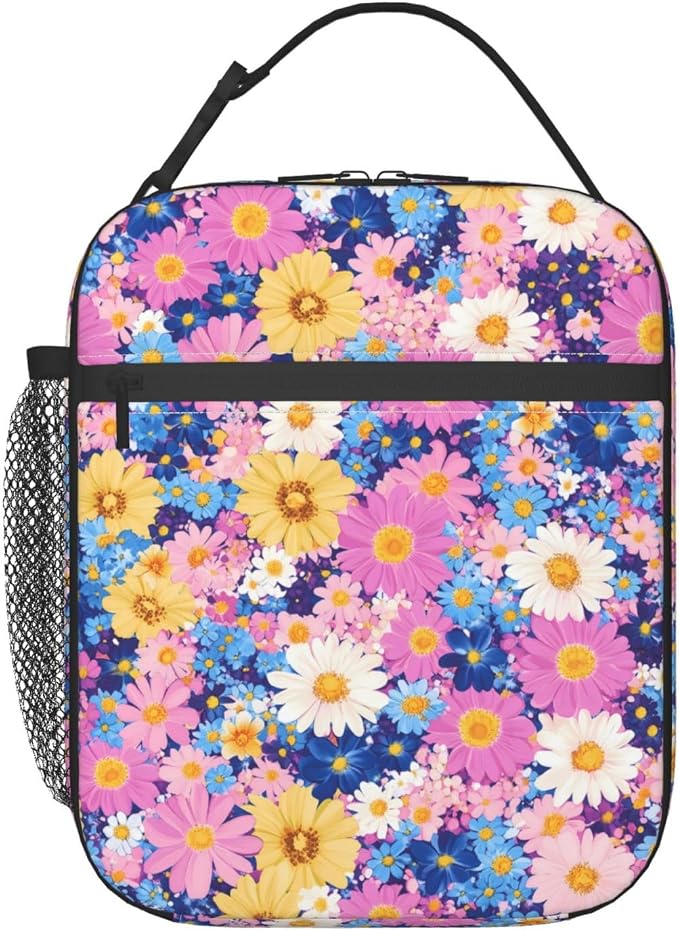 Floral Insulated Lunch Box for Women Men Floral Lunch Bag for Travel, or by cromcu
